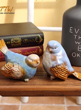 陶瓷小鸟 装饰摆件釉面陶瓷摆件桌面玄关书房拍摄道具