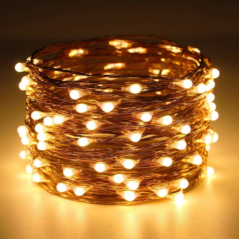 led圣诞节日灯串星星铜线铜丝小串灯彩灯闪灯装饰满天星12V 50米
