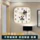 卧室挂钟饭厅钟表画钟表挂客厅家用免打孔挂钟表带日历温度正方形
