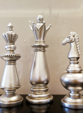 欧式复古黑白国际象棋家居摆件美式家居装饰品软装书房客厅摆设