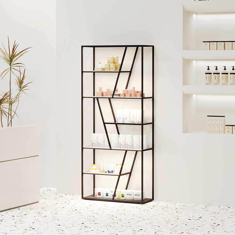带灯化妆品展示柜商品发光置物架轻奢美容院产品柜陈列货架展示架