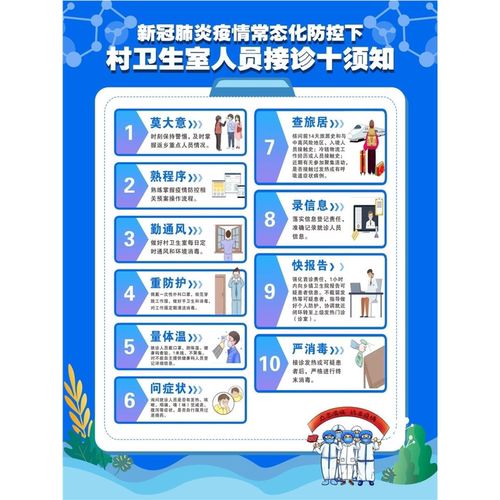 村卫生员接诊十须知疫情防控海报社区服务站发热患者处置流程图