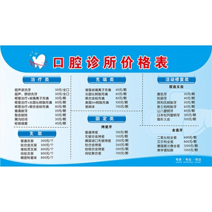 美牙海报价格表定制牙科口腔门诊部美容美牙价位表广告宣传画