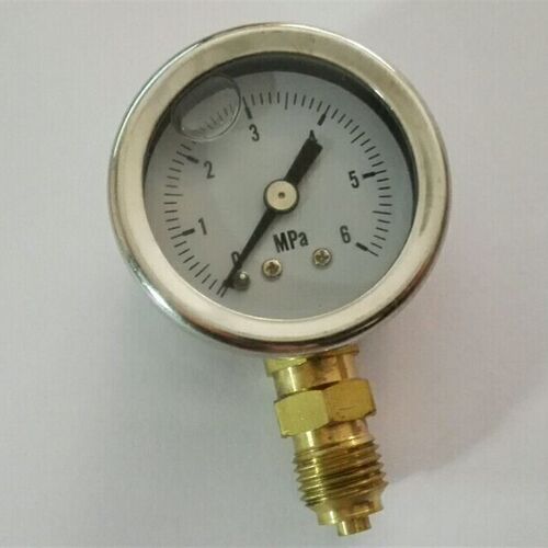 耐震充油压力表 铜螺纹 不锈钢外壳 径向立式安装 YN40 6MPA 40mm
