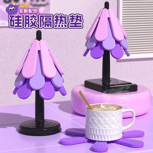 硅胶隔热垫餐桌防烫耐高温高级感轻奢家用碗垫锅垫一棵树餐垫跨境