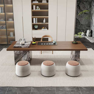 新疆包邮现代简约实木茶桌椅组合新中式茶台办公室轻奢泡茶桌2025