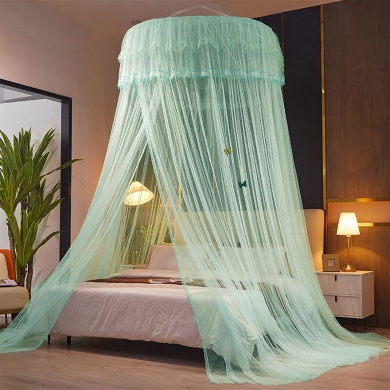 结婚庆大红色免安装蚊帐落地家用免打孔圆顶吸盘吊挂式吊顶蚊帐子