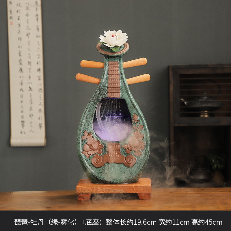 流水摆件客厅中式装饰桌u面陶瓷家居饰品雾化加湿器开业礼品