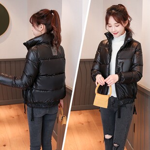 韩版亮面羽绒棉衣女短款2021新款宽F松棉服面包服冬装学生棉袄外