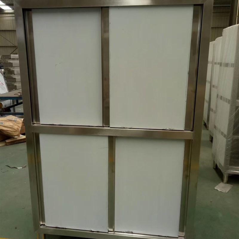 不锈钢储物柜四门碗柜厨房拉门厨具设备不锈钢保洁柜商用落地