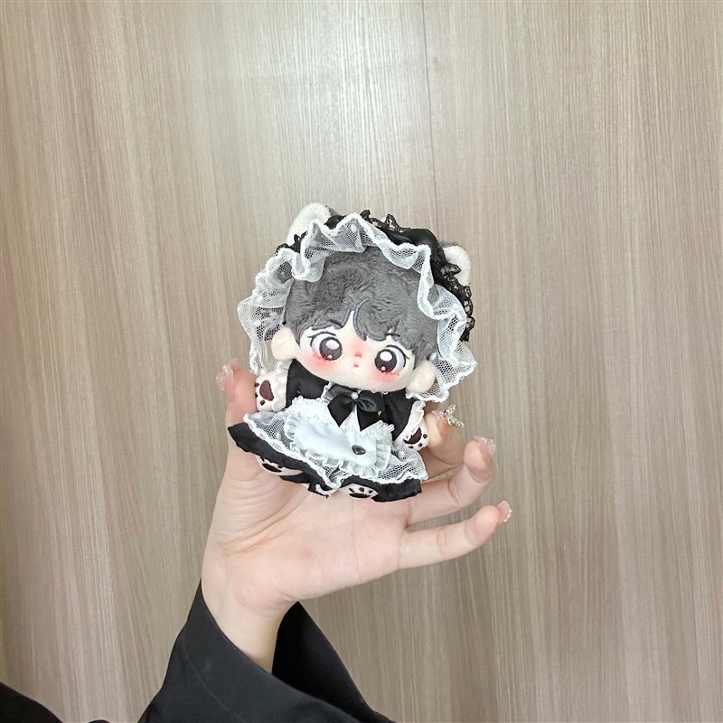 10cm娃衣女仆装m棉花娃娃衣服可爱蕾丝裙子换装玩偶服饰挂件可穿
