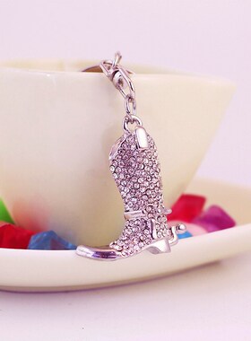 创意可爱镶钻精致水晶靴子鞋子汽车钥匙扣女包配饰钥匙链挂件1347