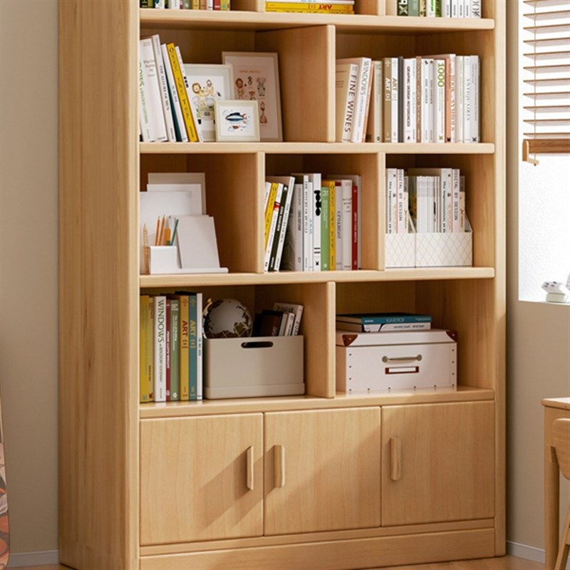 儿童实木书架落地置物架多层客厅靠墙柜子储物柜学生收纳家用书柜