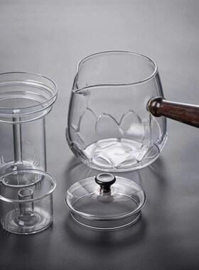 侧把高硼硅透明玻璃煮茶壶电陶炉专用家用办公烧水壶玻璃蒸煮茶器