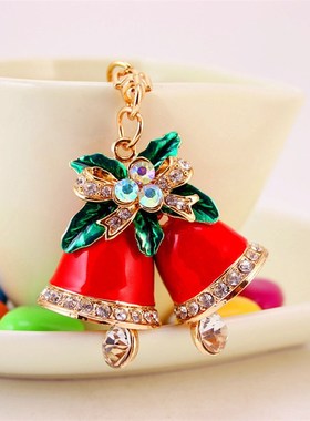 创意工艺小礼品圣诞节红色铃铛钥匙扣包扣配饰金属挂件钥匙链292