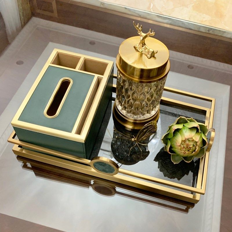 欧式轻奢玻璃糖果罐客厅茶几创意储物罐器皿美式酒柜麋鹿带盖摆件