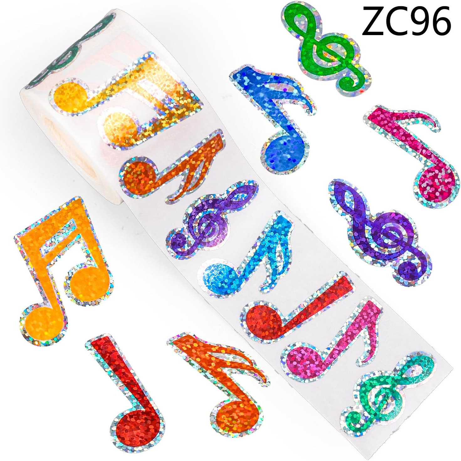 彩色音乐符号贴纸闪粉立体装饰贴