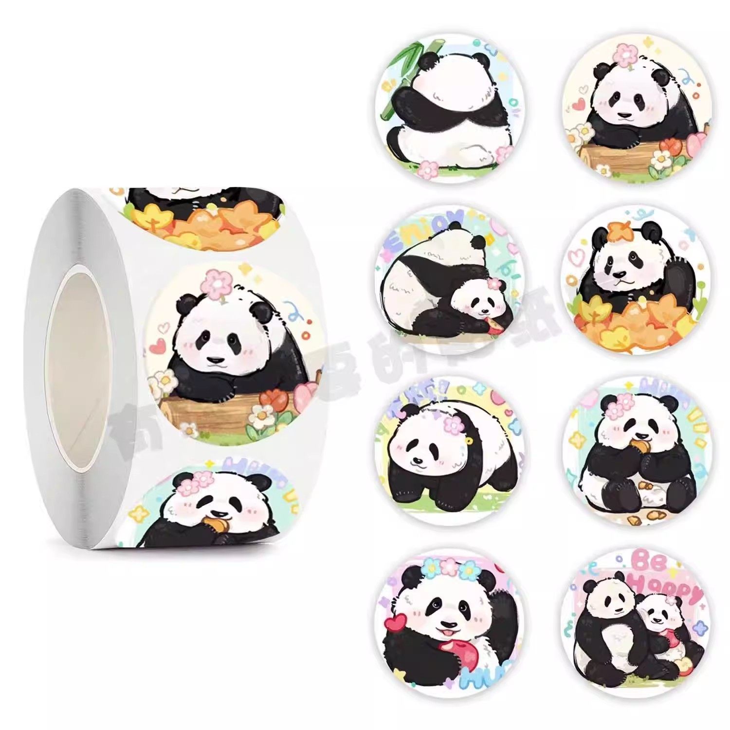 500贴卷装圆形熊猫贴纸卡通可爱儿童玩具手工装饰礼物礼品贴画,文具电教/文化用品/商务用品,贴纸/立体贴纸,淘宝优惠券,粉丝福利购,淘宝优惠卷