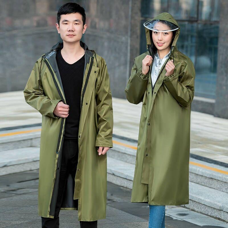 雨衣加厚长款徒步斜纹帆布劳保大帽檐雨披时尚防暴雨连体外套男女