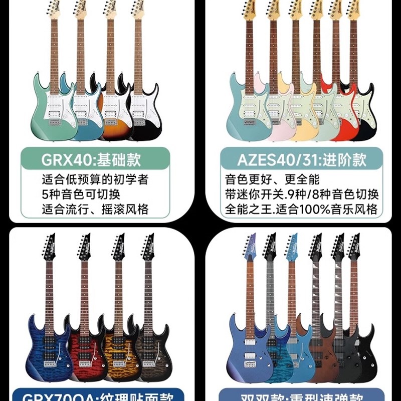 入门乐手101 IBANEZ电吉他GRX40/70 GRG170初学者GRG121 GRG131