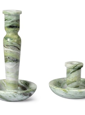 现代轻奢天然云石大理石烛台摆件样板间茶室书房蜡烛托盘软装饰品