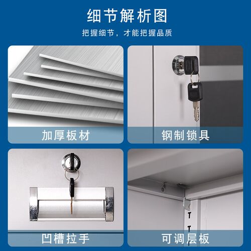 钢制办公室文件柜加厚铁皮储物柜档案资料柜凭证柜带锁员工办公柜