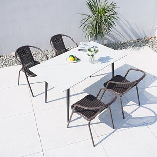 户外桌椅岩板庭院休闲区布置室外露天露台花园防水防晒阳台餐桌