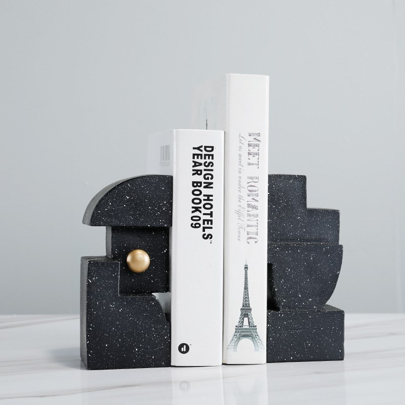 现代极简约样板间客厅书房酒柜博古架树脂书挡书靠书立装饰品摆设