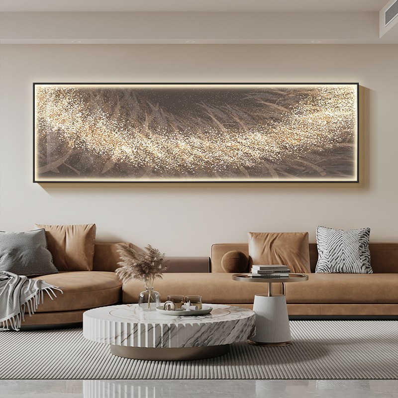 《流光逐梦》客厅发光灯画现代轻奢沙发背景墙装饰画抽象艺术挂画