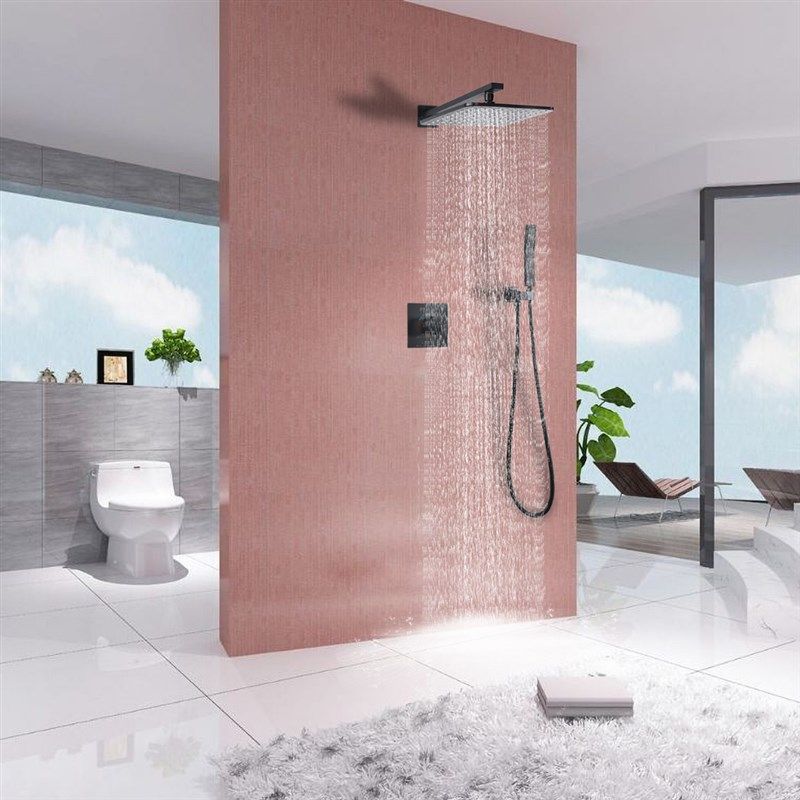 极简暗装淋浴花洒套装入墙黑色冷热,家装主材,恒温花洒套装,淘宝优惠券,粉丝福利购,淘宝优惠卷