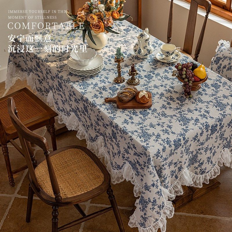 碎桌布荷叶边法式复古高端餐桌布床头柜盖布茶几田园风台布家用,居家布艺,桌布,淘宝优惠券,粉丝福利购,淘宝优惠卷
