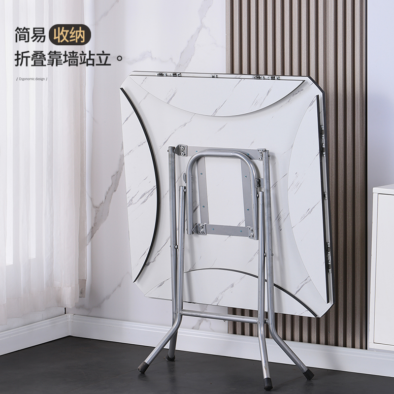 可折叠桌子餐桌家用小户型吃饭简易圆形圆桌正方形方桌靠边站饭桌