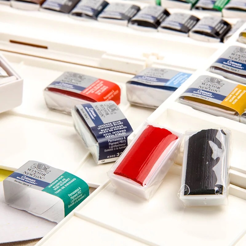 温莎牛顿歌文色2固体水彩颜料装固体水彩块状写生便携迷你盒