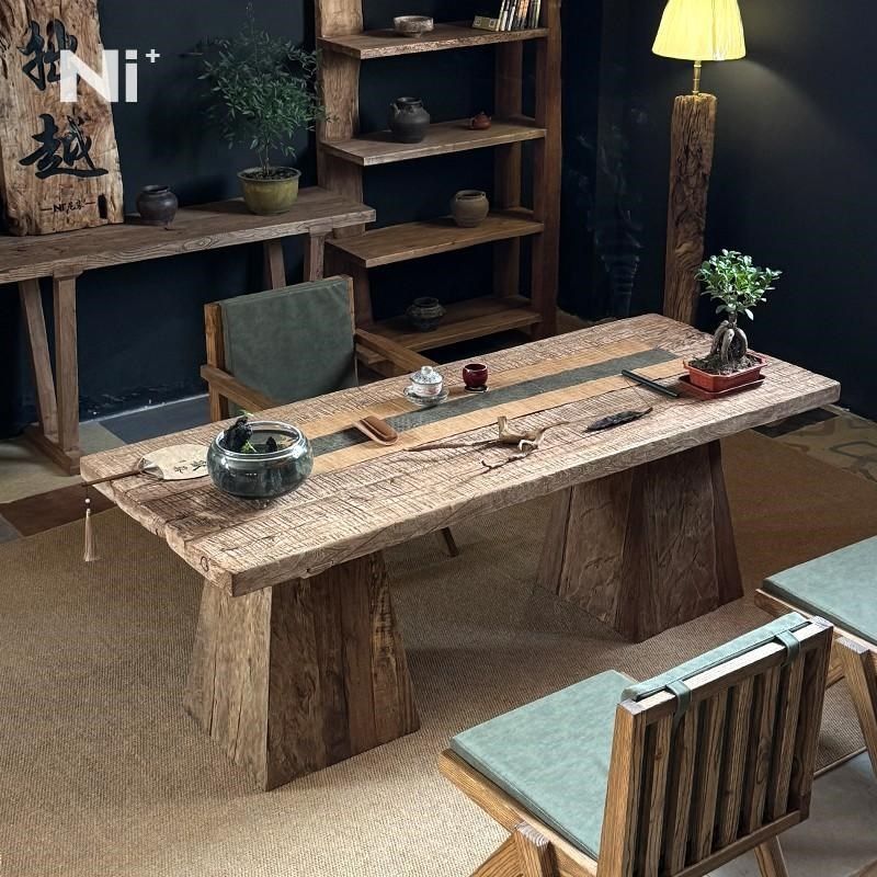 Ni+尼家实木茶桌茶台侘寂风茶室办公室复古风化老木泡茶桌椅,住宅家具,家用茶台/茶桌,淘宝优惠券,粉丝福利购,淘宝优惠卷