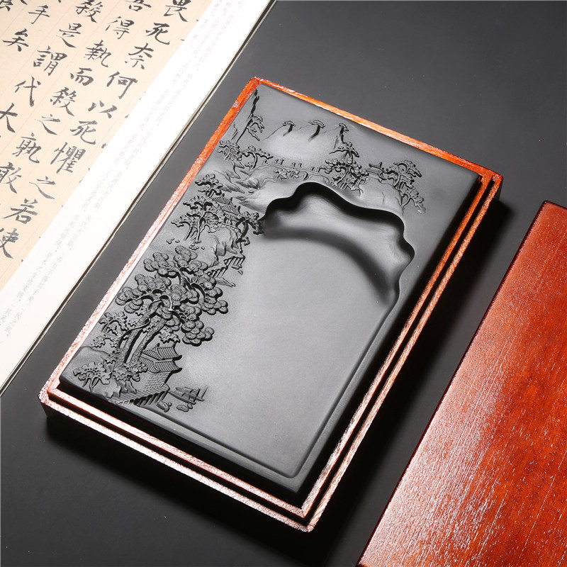精品歙砚名师设计山水砚台老坑书法绘画文房礼品配木盒端砚,文具电教/文化用品/商务用品,文房四宝,淘宝优惠券,粉丝福利购,淘宝优惠卷