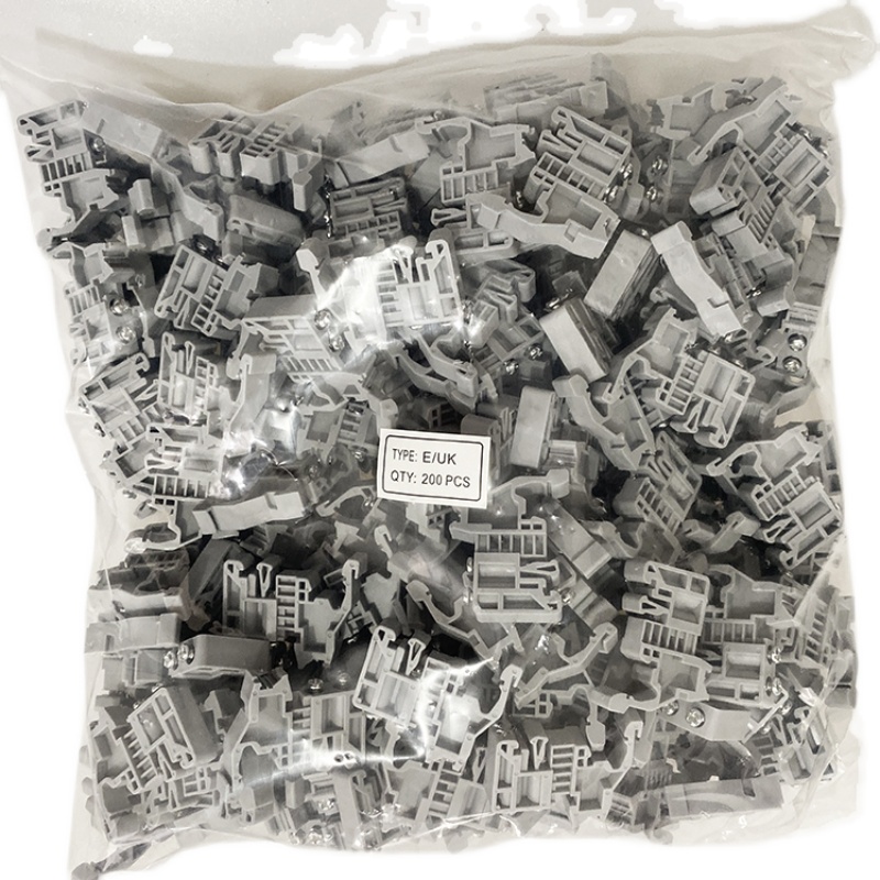 200只 尼龙UK固定件E-UK E/UK EUK接线端子终端导轨堵头C45紧固件