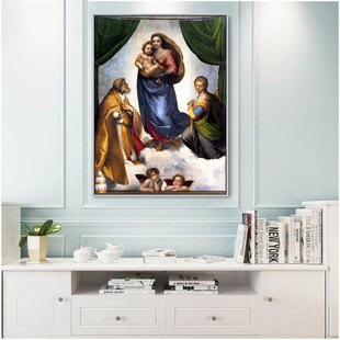 拉斐尔 西斯廷圣母 欧式古典油画名画复制品文艺复兴酒店装饰画