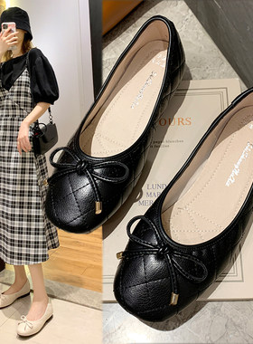 软皮牛筋底大码单鞋女加宽p 加肥40-43平底真皮船鞋2021新款夏皮