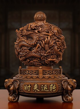 中式时来运转摆件客厅办公室酒柜家居装K饰品开业礼品树脂工艺品