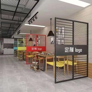 菱形铁网格e屏风隔断背景围墙餐客厅酒吧护栏围栏隔栏工业吊顶装