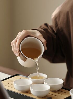 简约陶瓷快客一壶四杯户外露营便携旅行功夫茶具套装茶杯礼品刻字