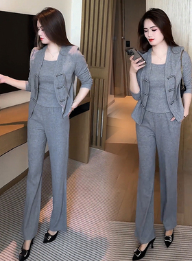 新中式时尚休闲套装女装秋季2025新款小个子高级感洋气减龄三件套