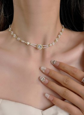 十里间【挪威小姐】甜美少女亮晶晶淡水珍珠清透项链锁骨链