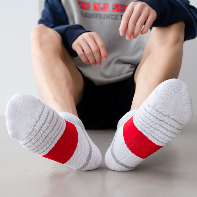 男士加厚毛巾底防滑运动袜子男短袜纯棉船袜秋冬防臭吸汗吸湿排汗