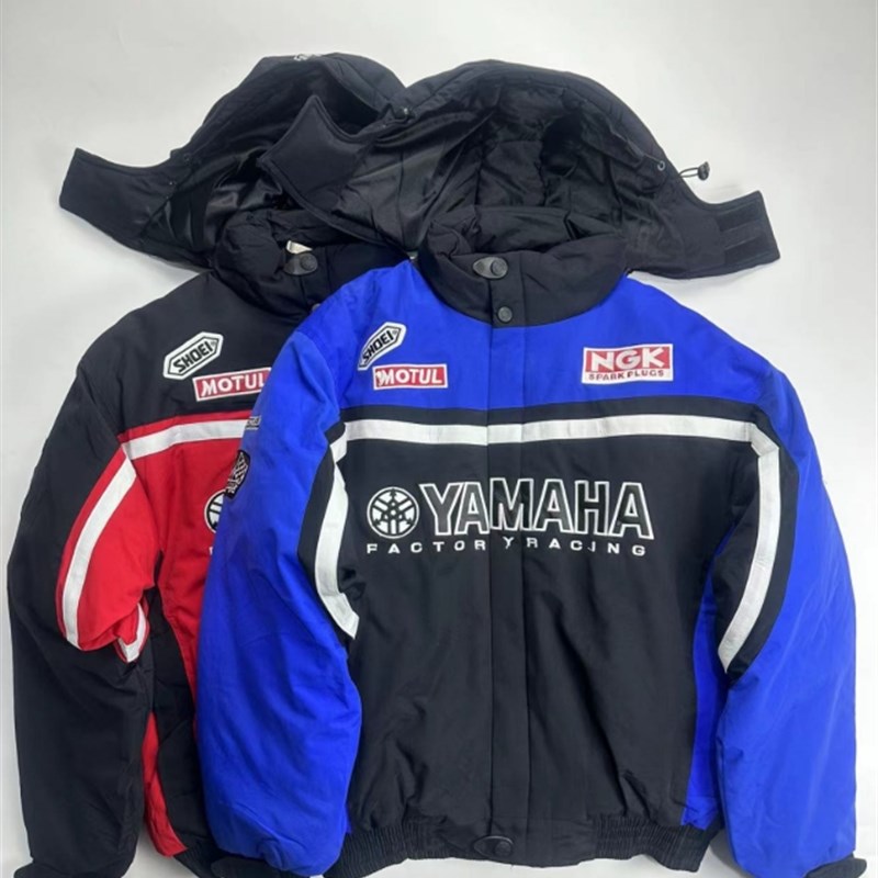 外贸男士秋冬户外防风防水加厚保暖拼色棉衣外套骑行服塞车机车服