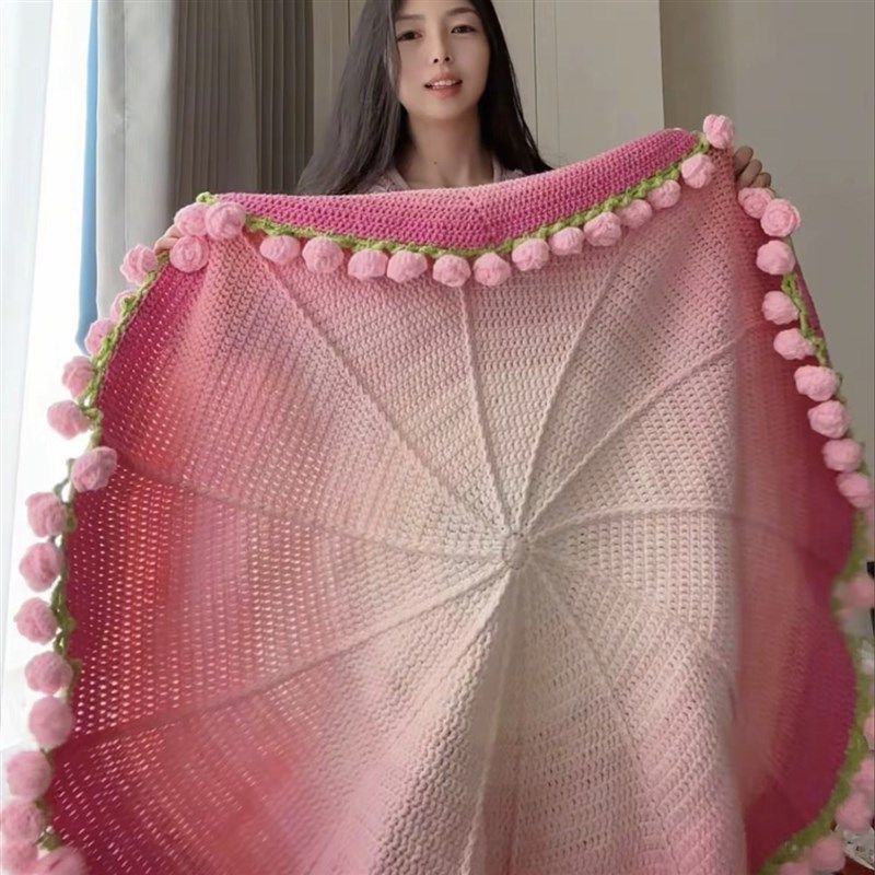 渐变色玫瑰花束毯材料手工diy编织毛线花束毯子自制材料包送闺蜜,服饰配件/皮带/帽子/围巾,DIY编织材料包,淘宝优惠券,粉丝福利购,淘宝优惠卷