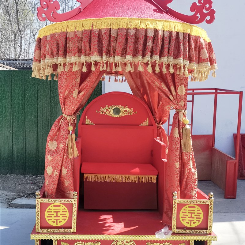 明制花轿圆顶凤撵八抬大轿中式婚礼婚庆道具结婚喜轿龙撵网红汉婚
