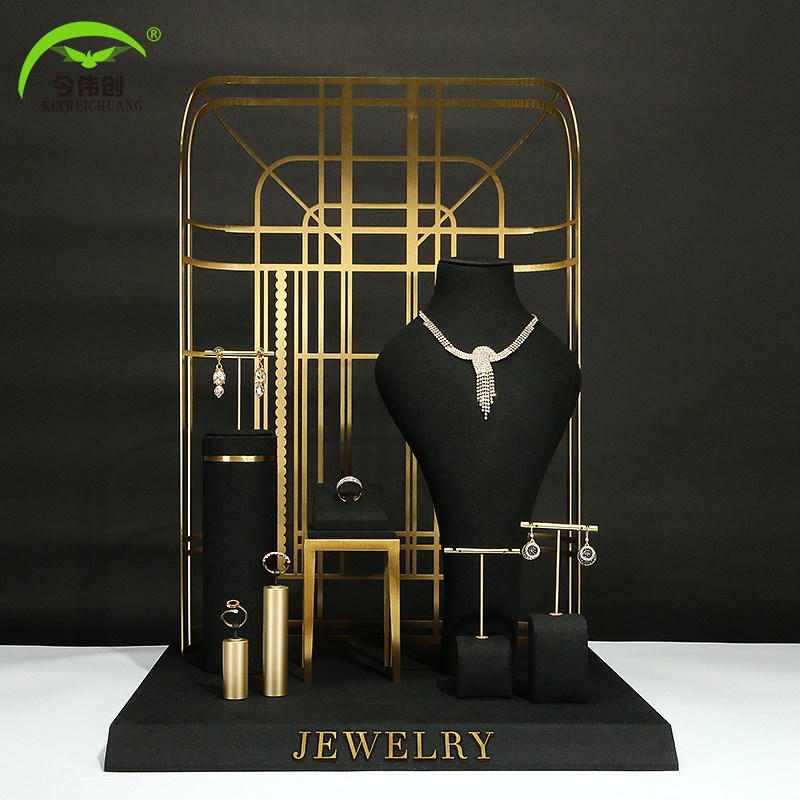 高档饰品展示架摆放套装项链模特脖子耳环架子珠宝橱窗台陈列道具