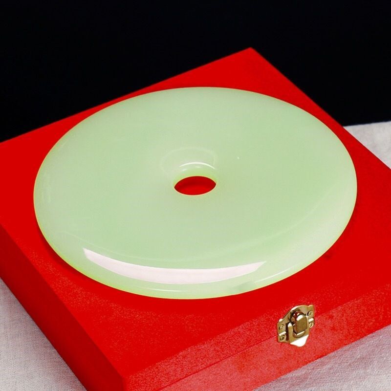 玉石平安扣家居客厅酒柜玄关和氏璧摆饰装饰雕刻玉壁摆设