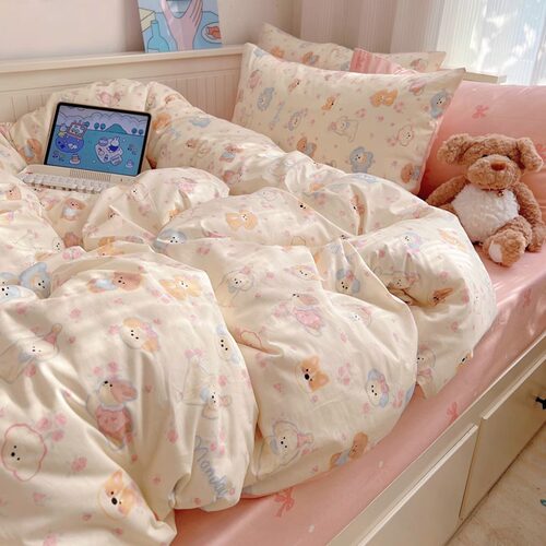 奶油风卡通纯单件被罩宿舍单全棉儿童被单